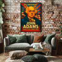 John Adams 2nd President of the United States Colorful Comic Book Style Poster