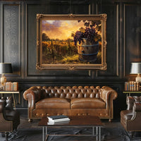 Serene Vineyard Sunset: Impressionistic Harvest Art Poster