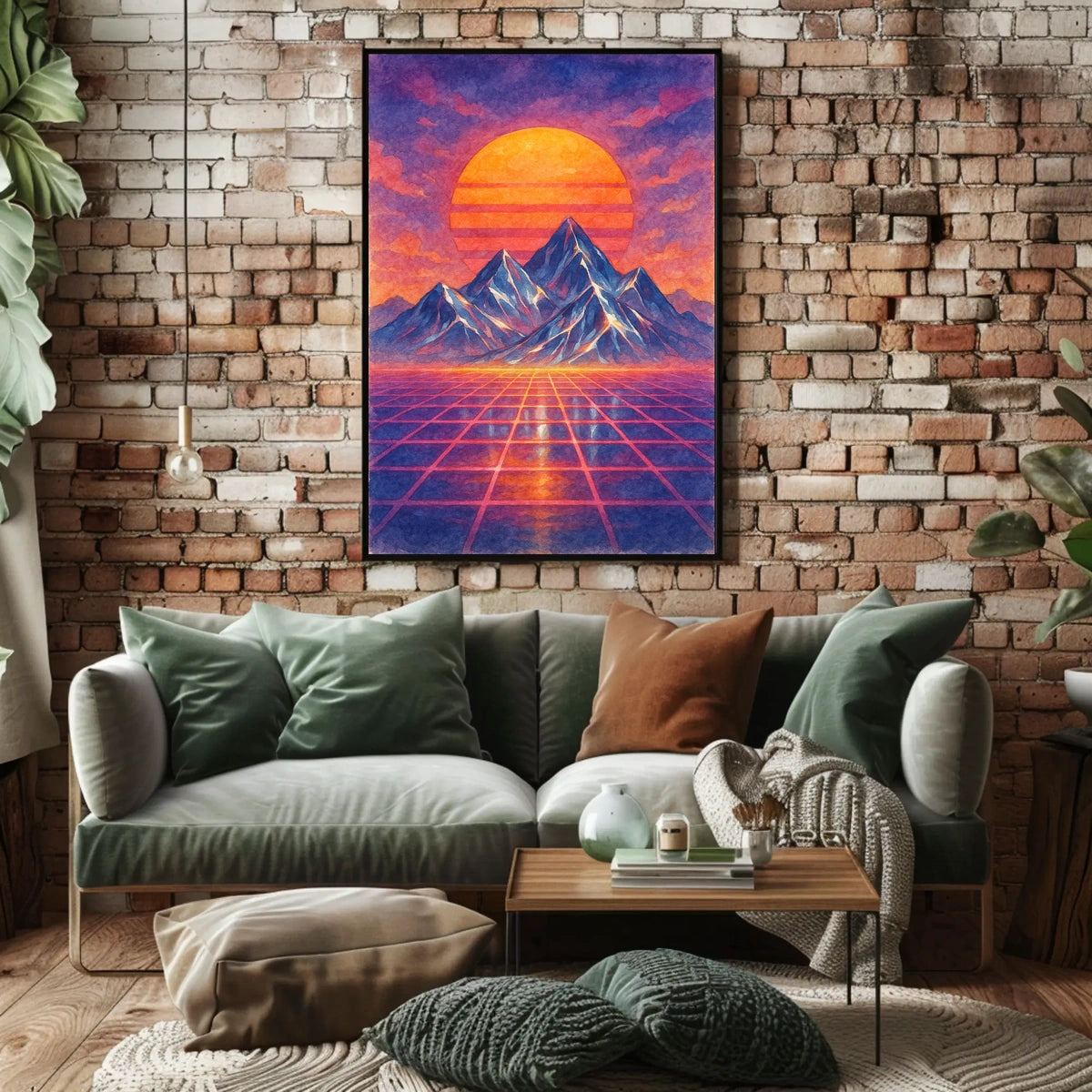 Vibrant Surreal Landscape with Retro-Futuristic Aesthetic Futuristic Sci-Fi Poster