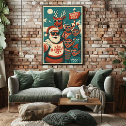 Festive North Pole Vintage Christmas Poster Art