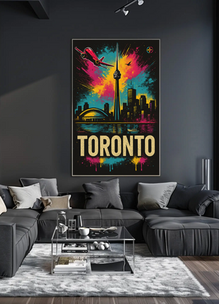 Vibrant Toronto Travel Poster with Iconic City Landmarks