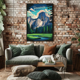 Yosemite National Park Illustration Poster