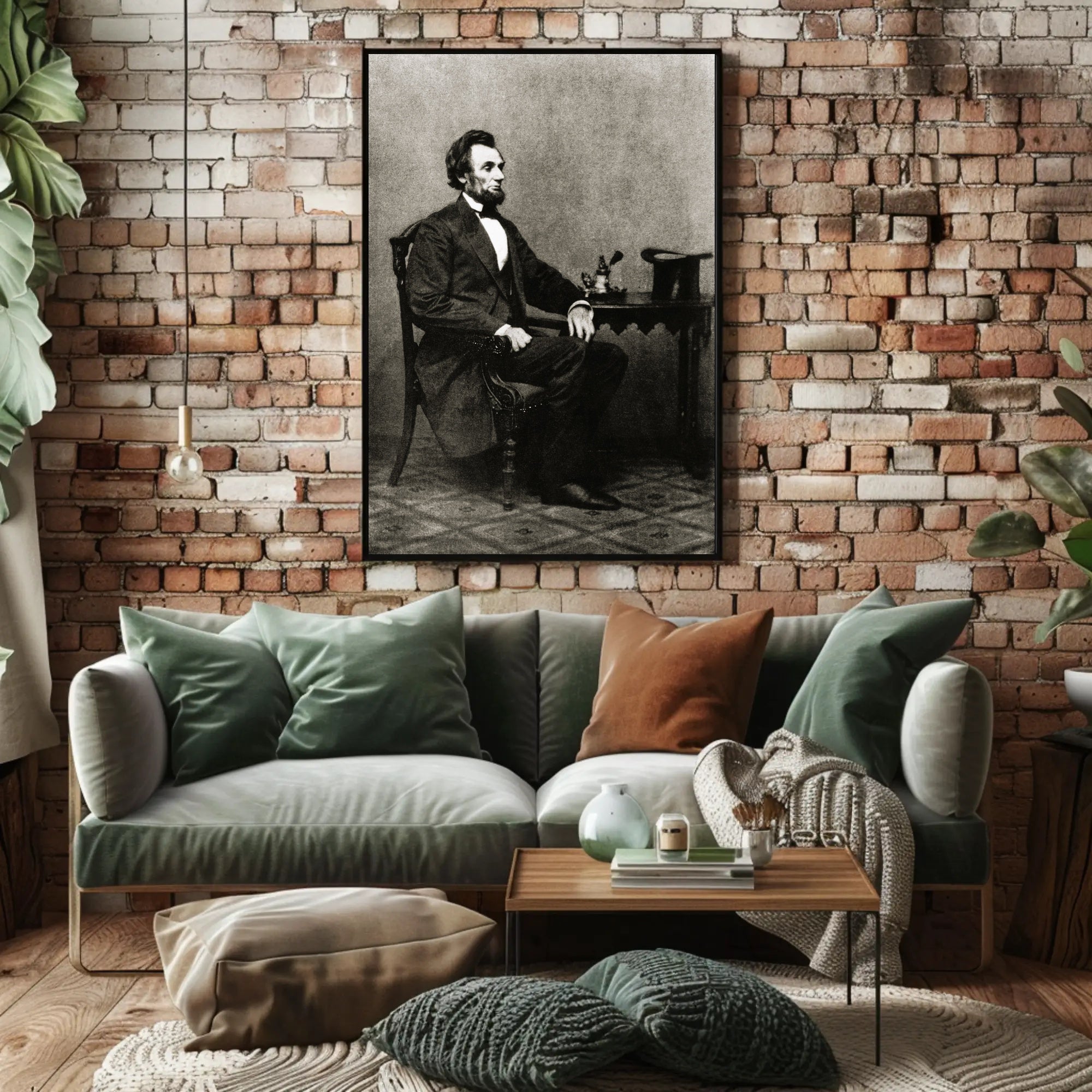 Abraham Lincoln Seated Light Background Poster Print PosterGoat