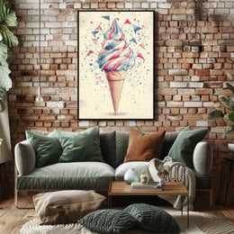 Colorful Ice Cream Swirl Pop Art Decor Print Poster