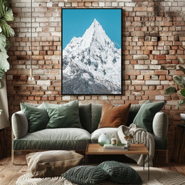 Majestic Snowy Mountain Under Blue Sky National Park Poster