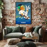 Skiing in France with the Sun Poster PosterGoat