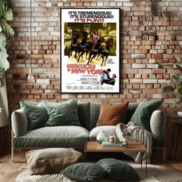 Hercules Conquers New York Mythology Poster Retro Wall Art