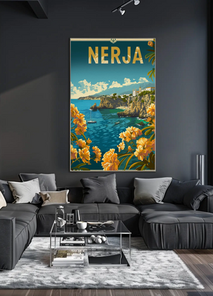 Nerja Floral Coast and Mountains Travel Poster