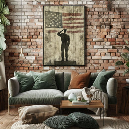 Veteran Saluting Portrait of Americana Home Decor Poster