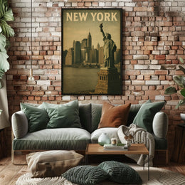 New York Skyline With Statue Of Liberty Poster