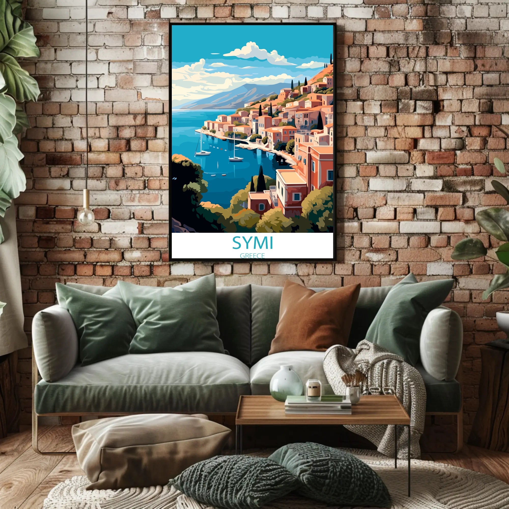 Vibrant Coastal Town Travel Poster