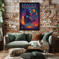 SpaceX Rocket Launch Vibrant Futuristic Sci-Fi Poster