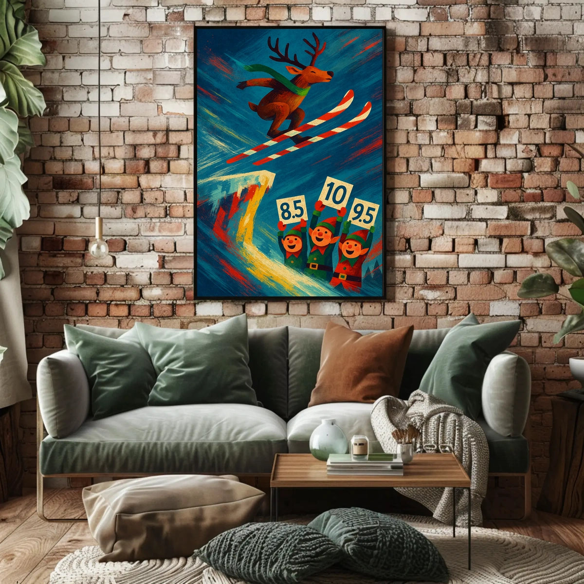 Reindeer Ski Jump Spectacle Poster