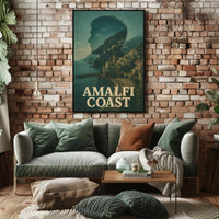 Amalfi Coast Silhouette Poster Coastal Wall Art Decor