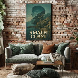 Amalfi Coast Silhouette Poster Coastal Wall Art Decor