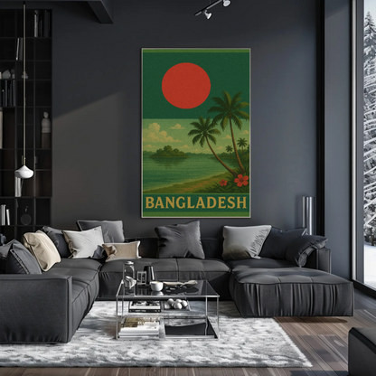 Bangladesh Tropical Landscape Vintage Travel Poster