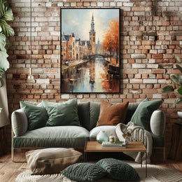 Impressionistic European Canal Scene with Historic Architecture - Urban or Cityscape Poster