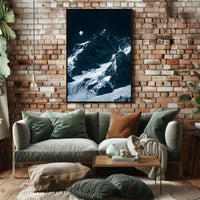 Majestic Moonlit Mountain Range Nighttime Poster