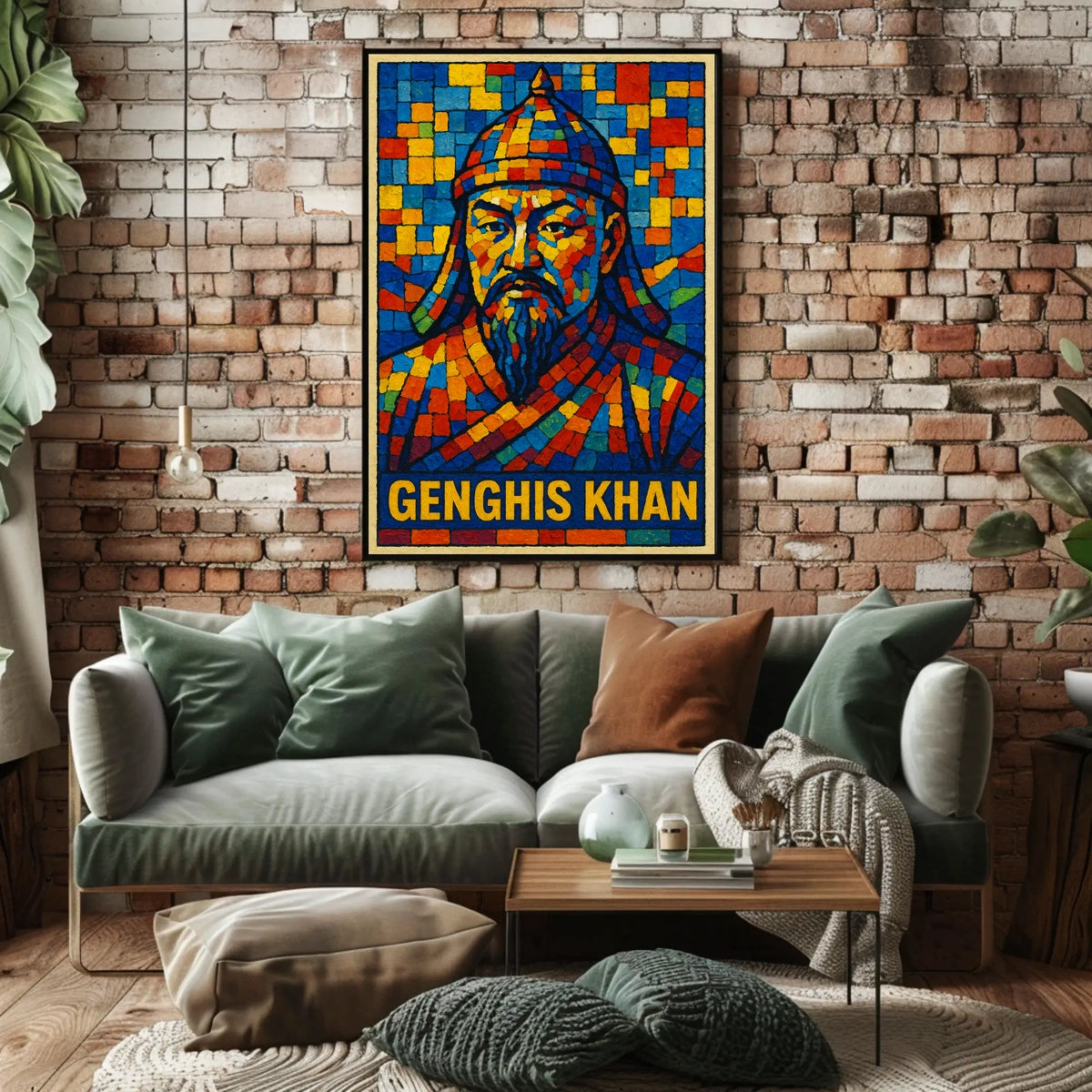 Genghis Khan Mosaic Portrait Poster