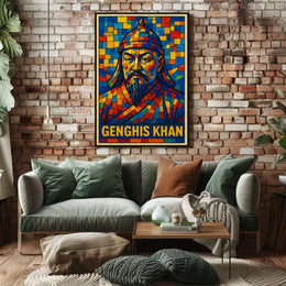 Genghis Khan Mosaic Portrait Poster