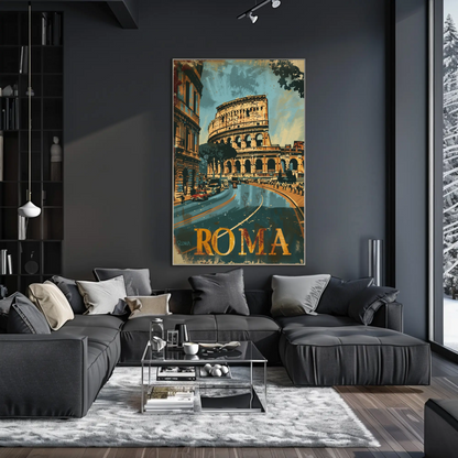 Rome Colosseum Vintage Italy Travel Poster