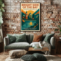 Oakland Cityscape Vintage Travel Poster Art Print