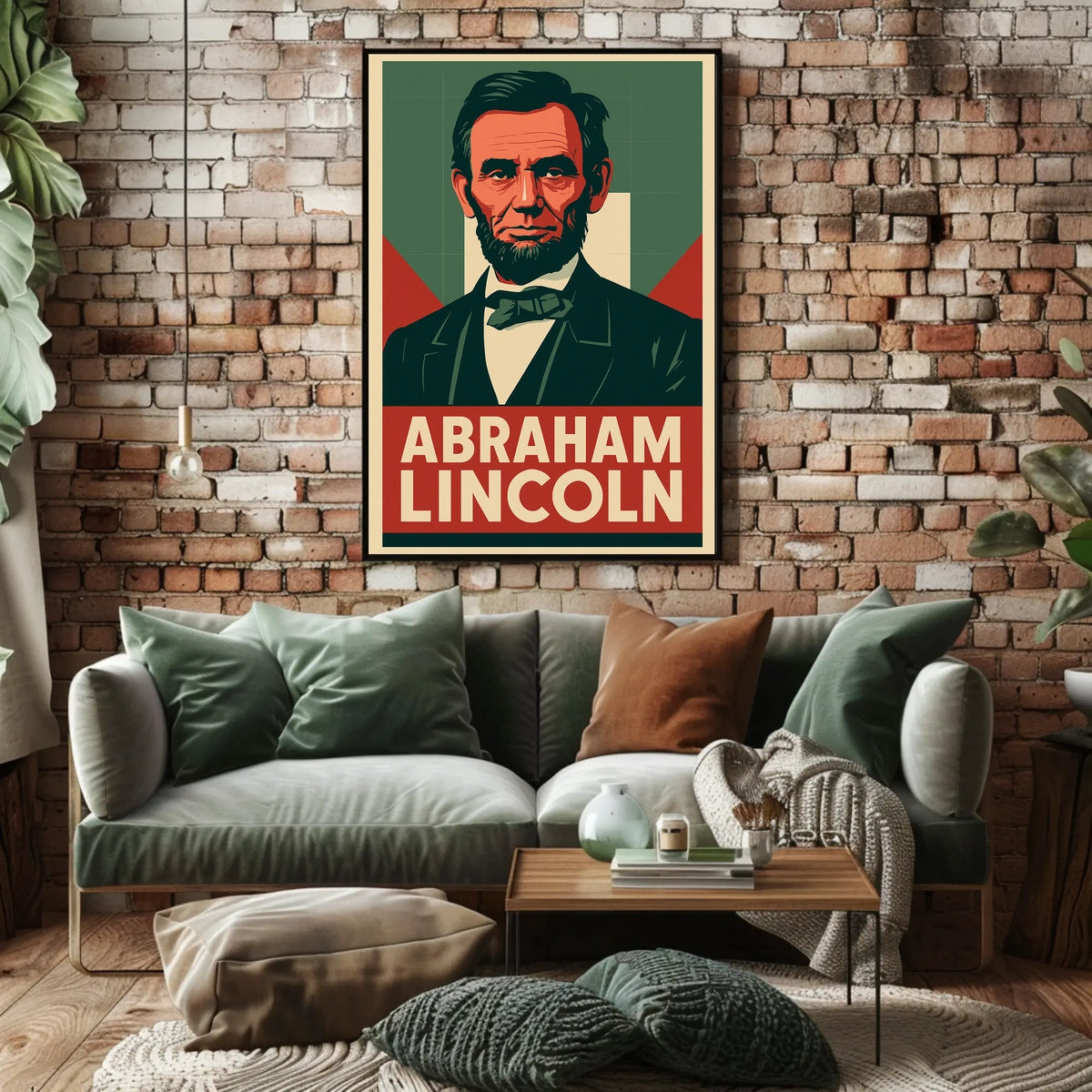 Abraham Lincoln Historic Portrait Vintage Ads Photography Realism Civil War Era US History Patriotic Decor Poster