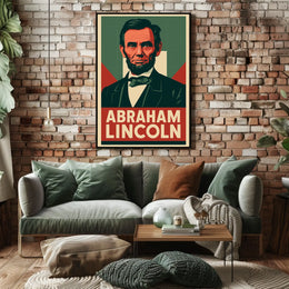 Abraham Lincoln Historic Portrait Vintage Ads Photography Realism Civil War Era US History Patriotic Decor Poster