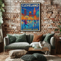 Cleveland Lakefront Glow Poster