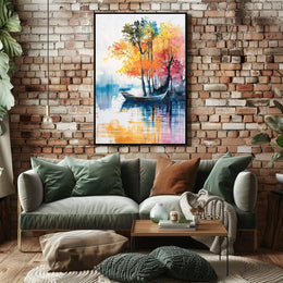 Vintage Car and Retro Architecture Art Poster