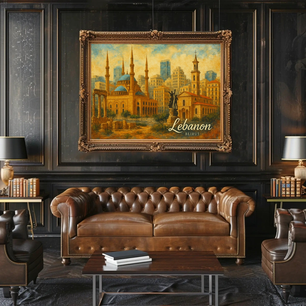 Beirut Cityscape Night View Photography Realism Poster