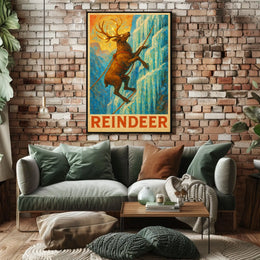 Reindeer Climbing Adventure Fantasy or Mythology Poster