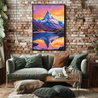 Matterhorn Sunset Reflection Vibrant Art Poster