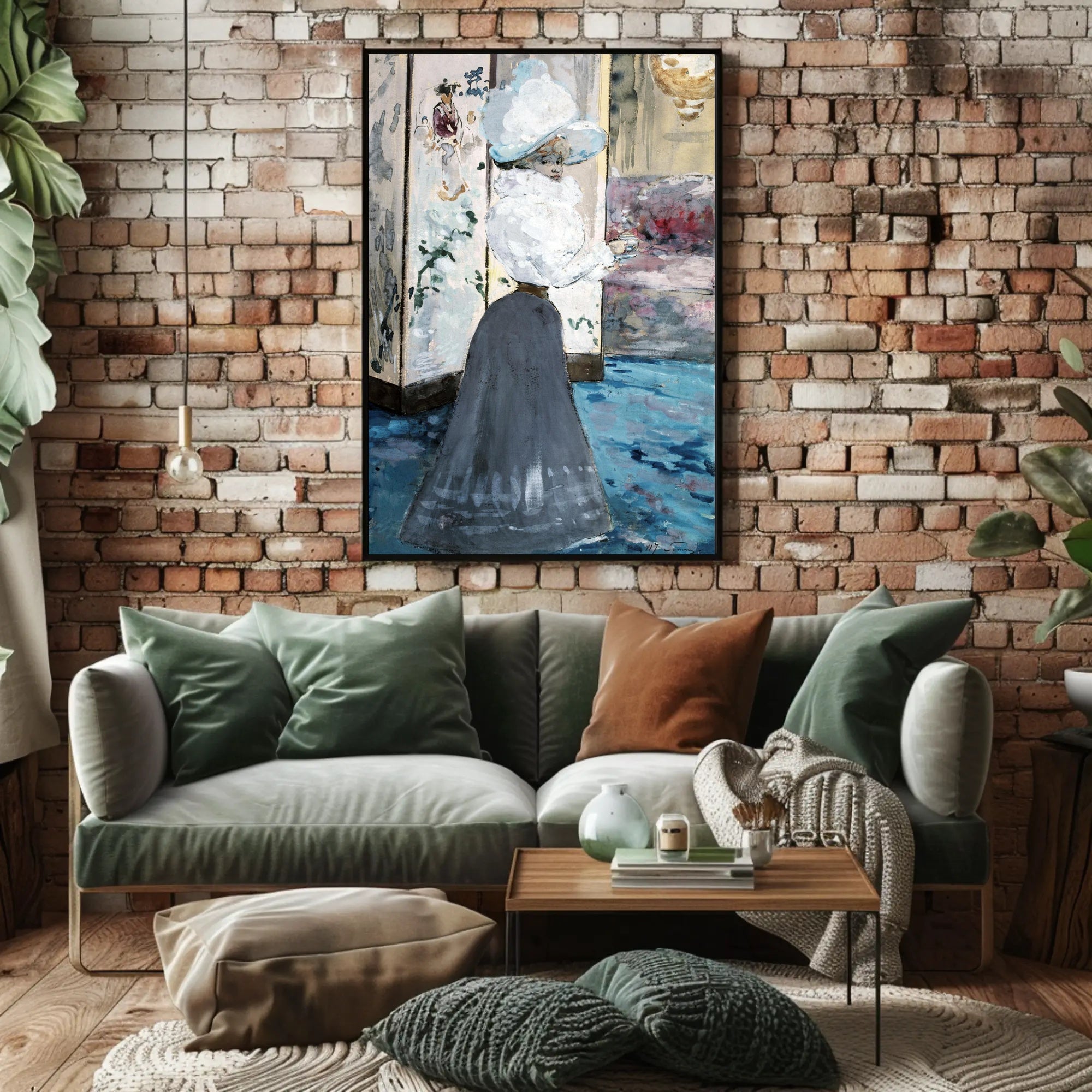 Victorian Elegance: Woman with Feathered Hat Artistic Poster