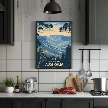Blue Mountains Australia Vintage Travel Poster - Hills & Valleys