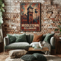 Middletown Americana Vintage Cityscape Poster
