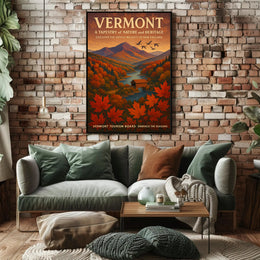 Vermont Scenic Wall Art Poster Vintage Travel Print