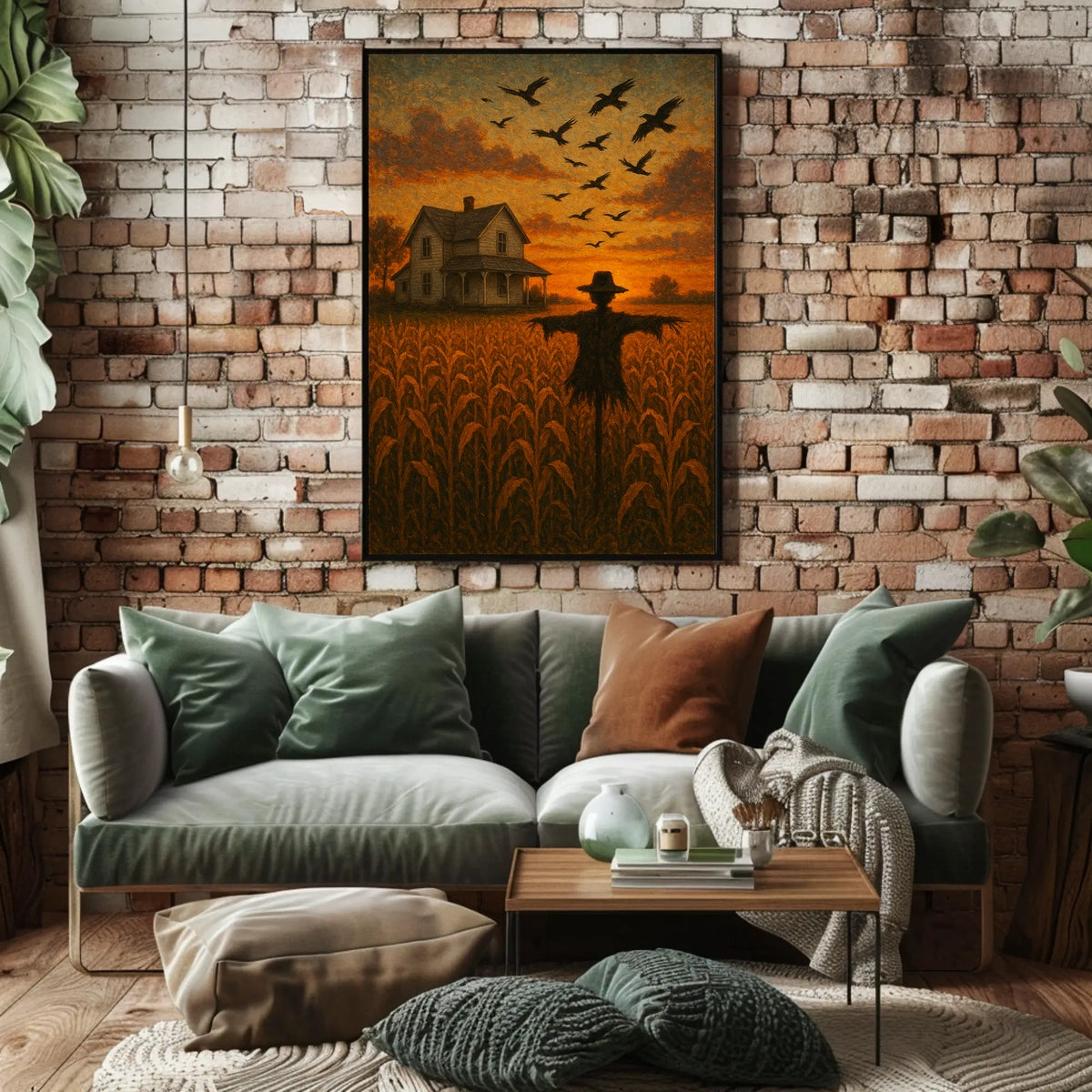 Rural Farmhouse Sunset Impressionistic Cozy Autumn Poster