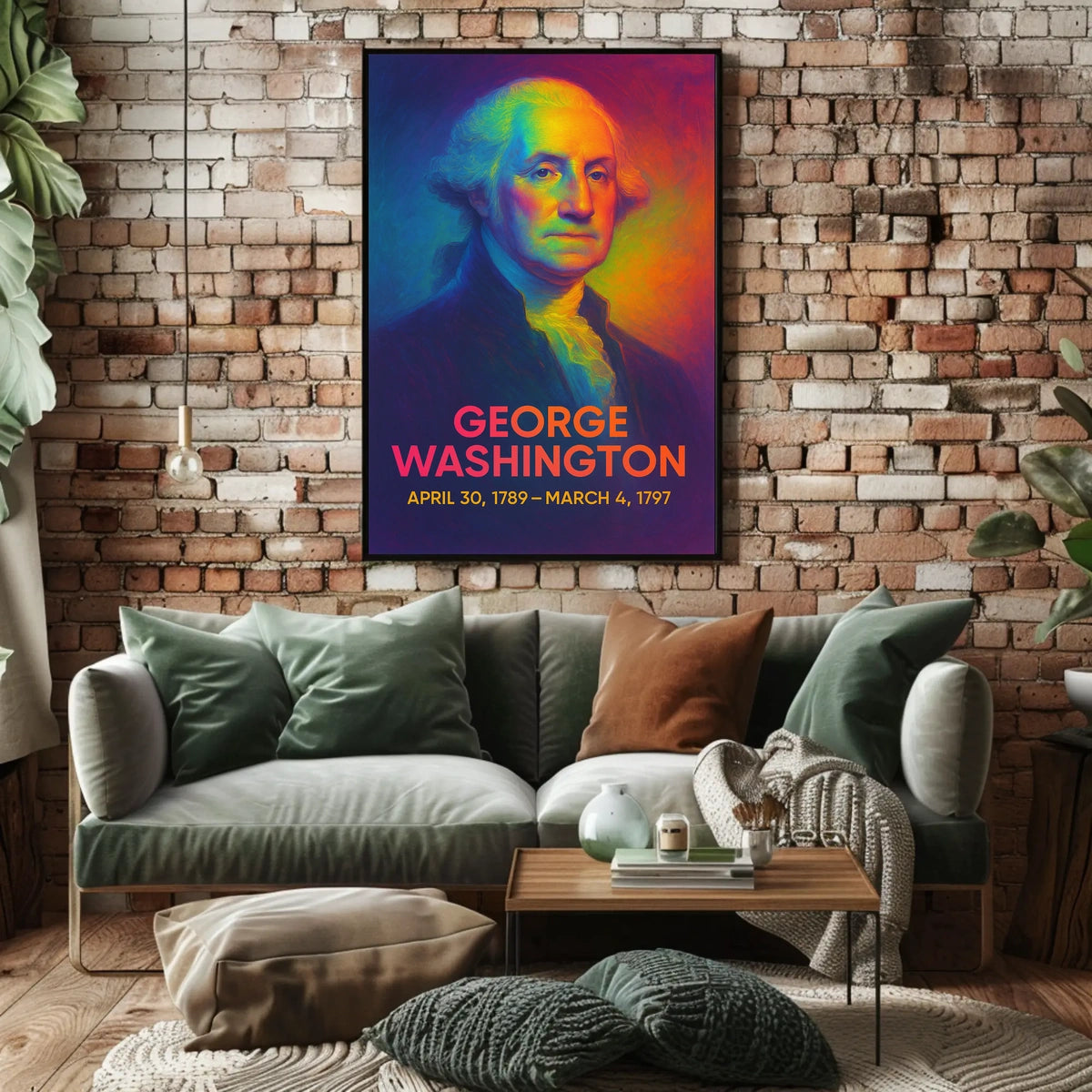 George Washington 1st President of the United States Neon Gradient Overlay Poster