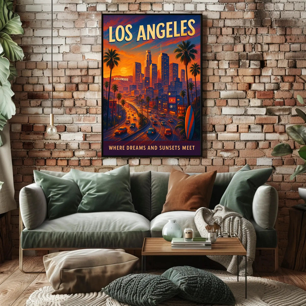 Los Angeles Dreamscape Vintage Sunset Art Poster