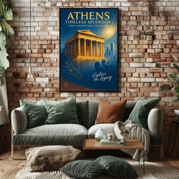 Parthenon Vintage Poster: Athens' Timeless Splendor Unveiled
