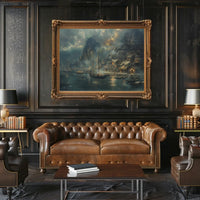 Harbor Scene: Nostalgic Maritime Fantasy Art Poster