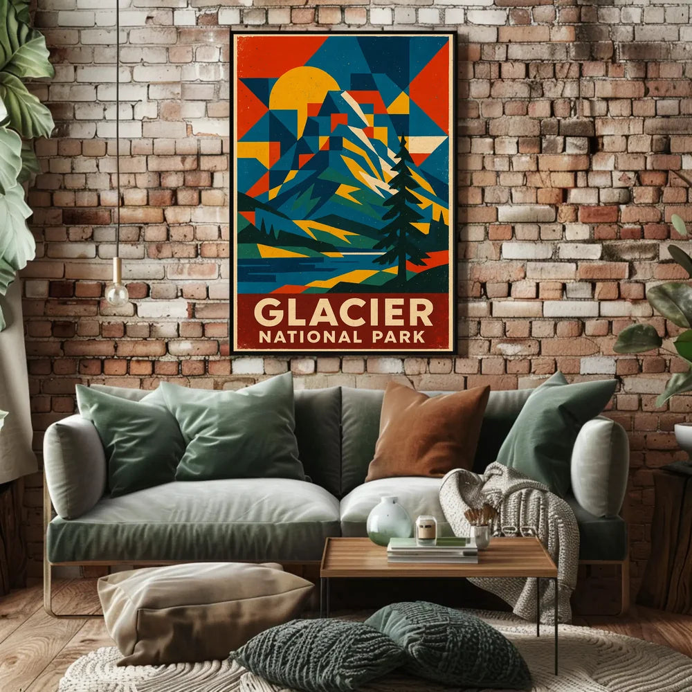 Glacier National Park Commemorative Art Poster