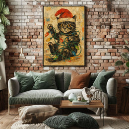 Festive Feline Chaos Poster
