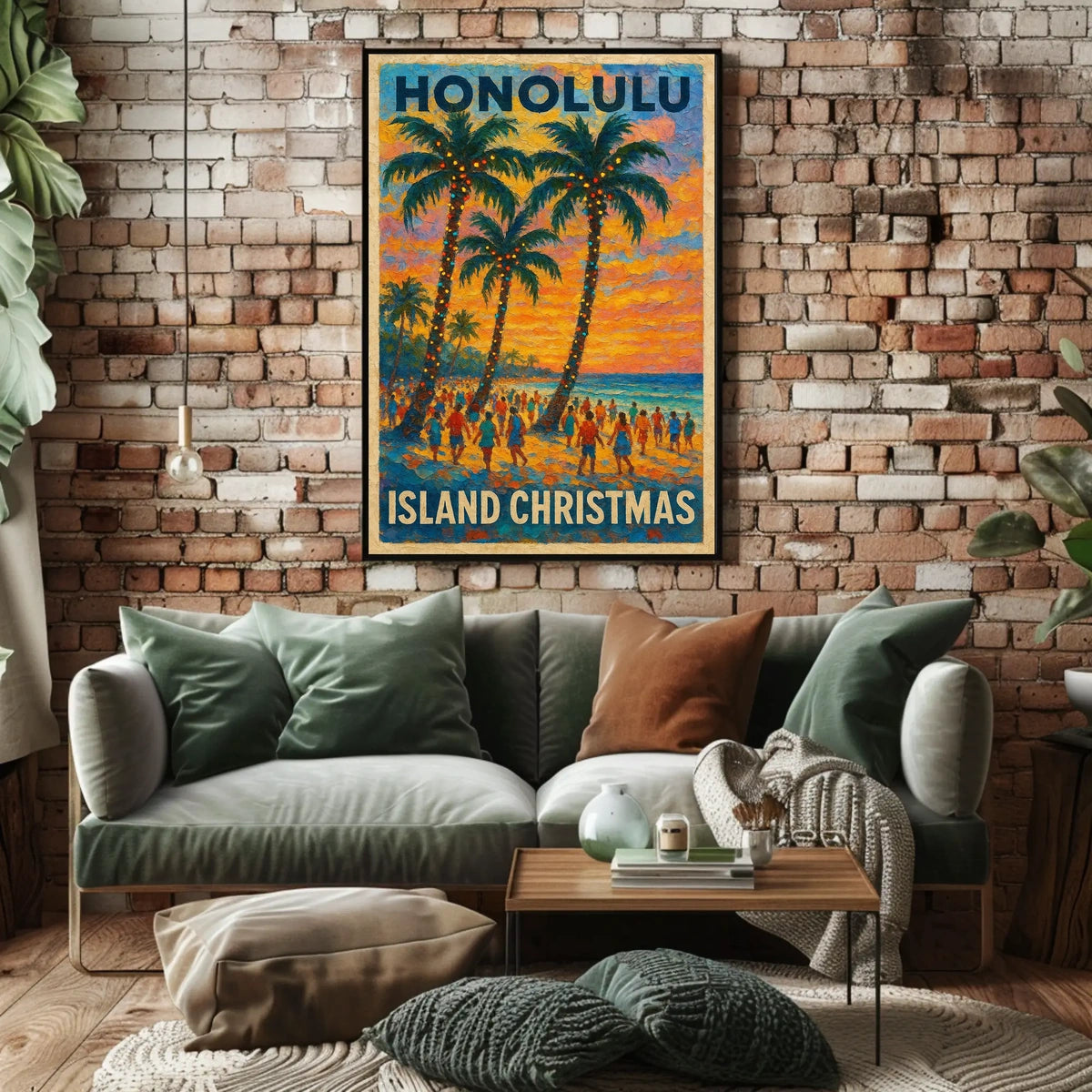 Honolulu Island Christmas Poster