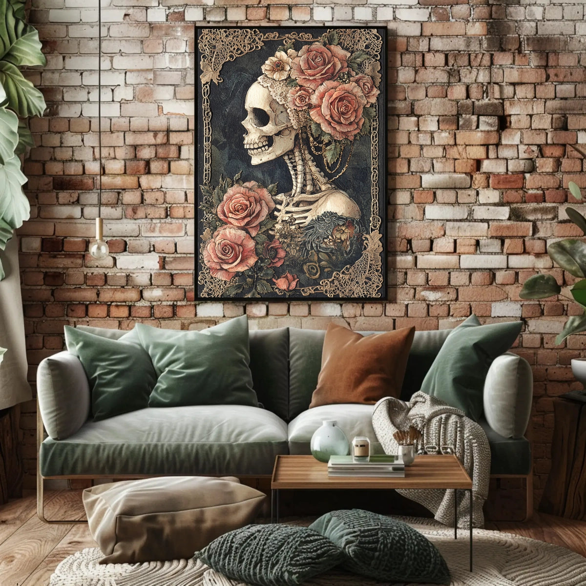 Skull and Roses Floral Elegance Artistic Poster