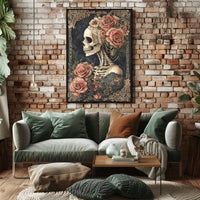 Skull and Roses Floral Elegance Artistic Poster