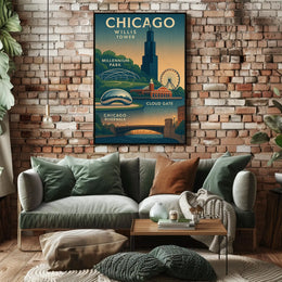 Discover Chicago Landmarks Poster