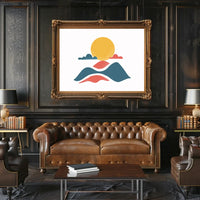 Minimalist Abstract Sun and Landscape Art Poster
