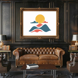 Minimalist Abstract Sun and Landscape Art Poster